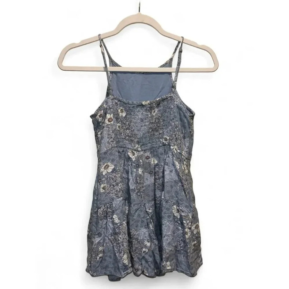 Abercrombie Kids Girls Floral Blue Tank Romper Pockets 13/14 - Picture 2 of 8